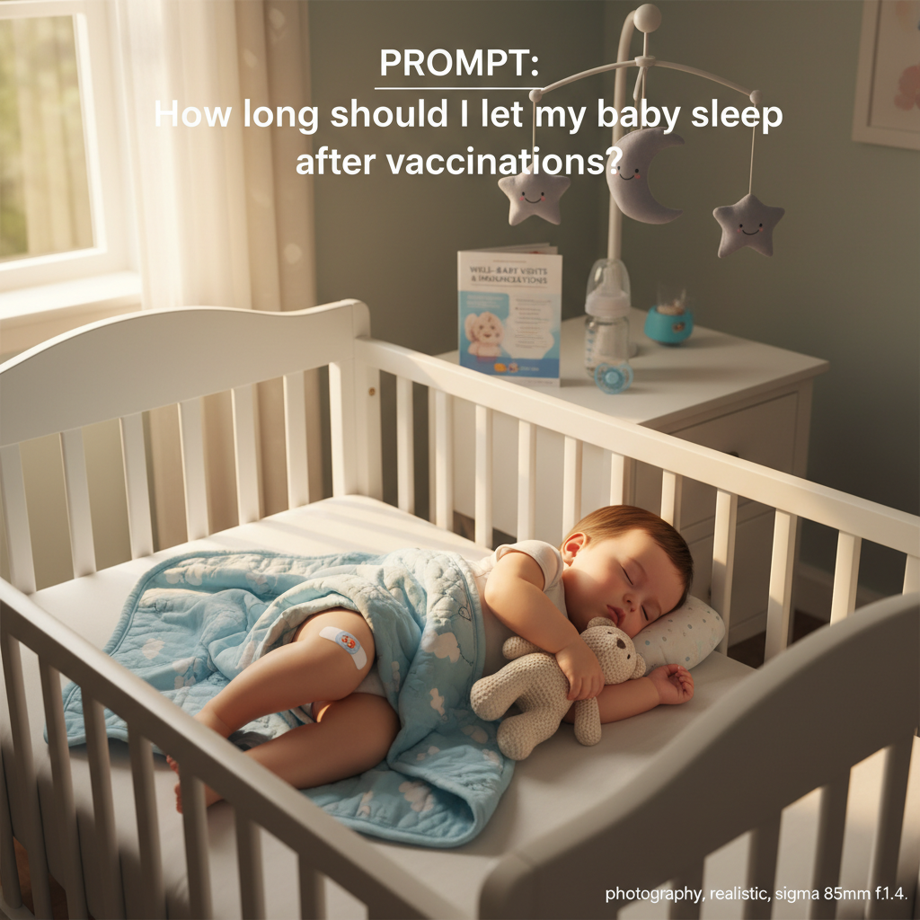 alt_text A baby sleeps in a crib after vaccinations, with gentle lighting and caring touches in a safe environment.