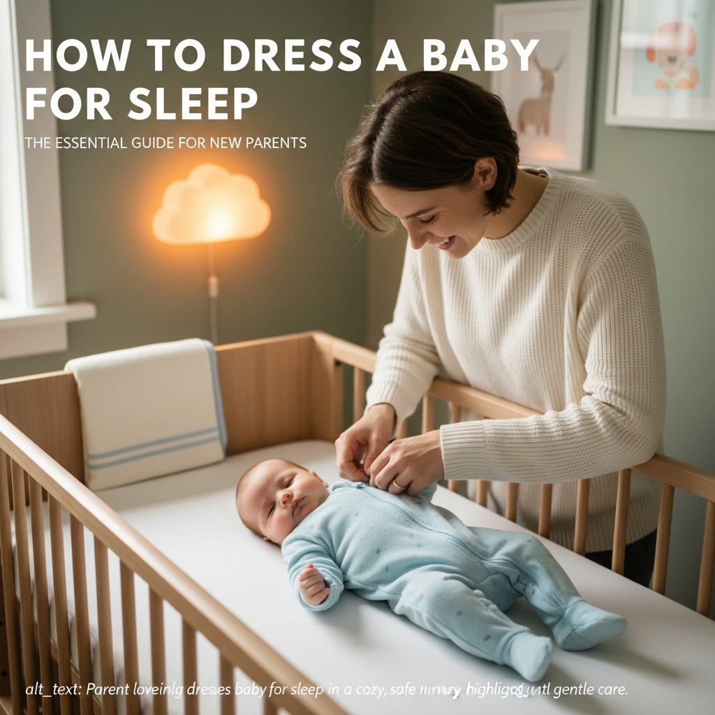 alt_text Parent lovingly dresses baby for sleep in a cozy, safe nursery, highlighting warmth and gentle care.