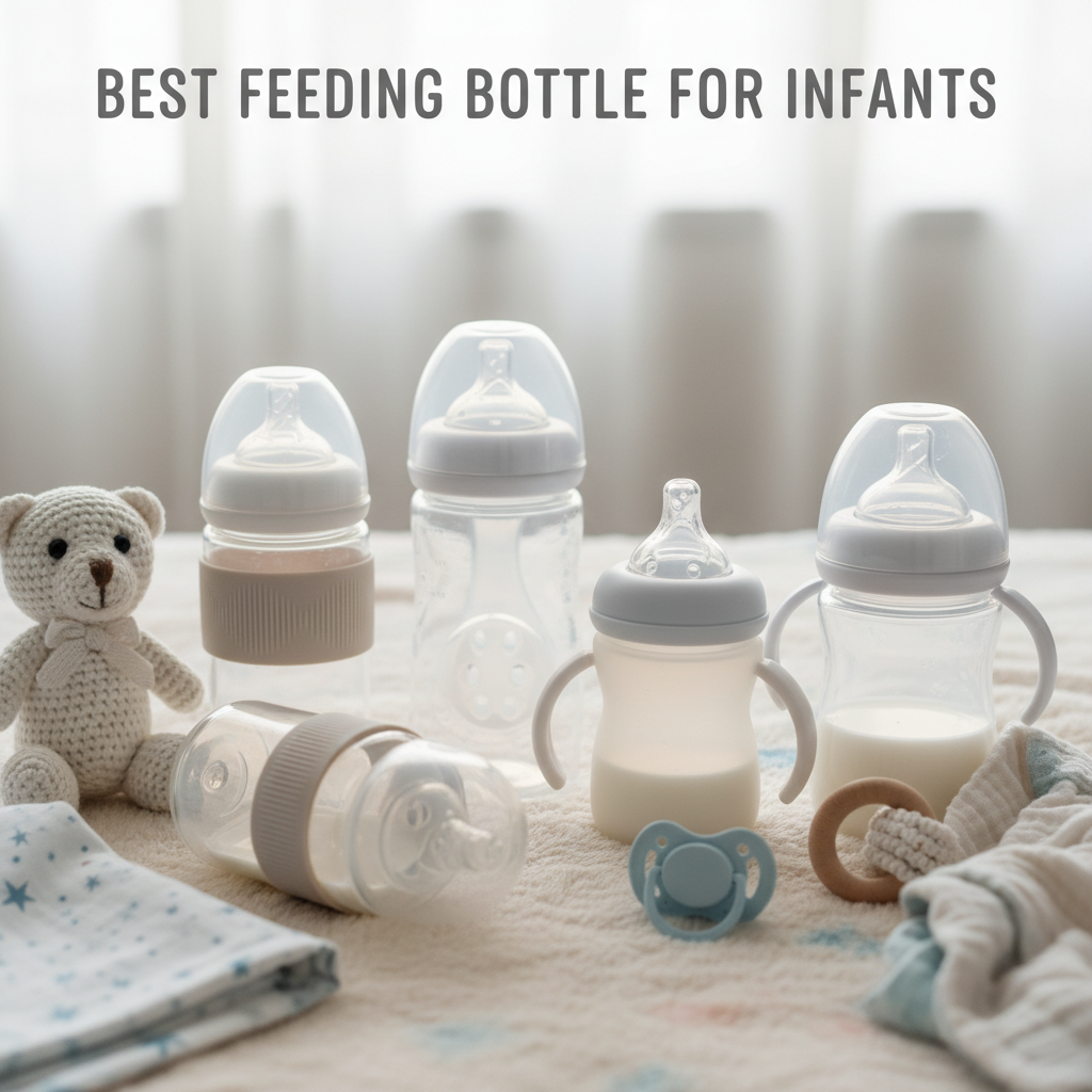 alt_text Modern infant feeding bottles and baby props on a soft pastel background, evoking care and trust.