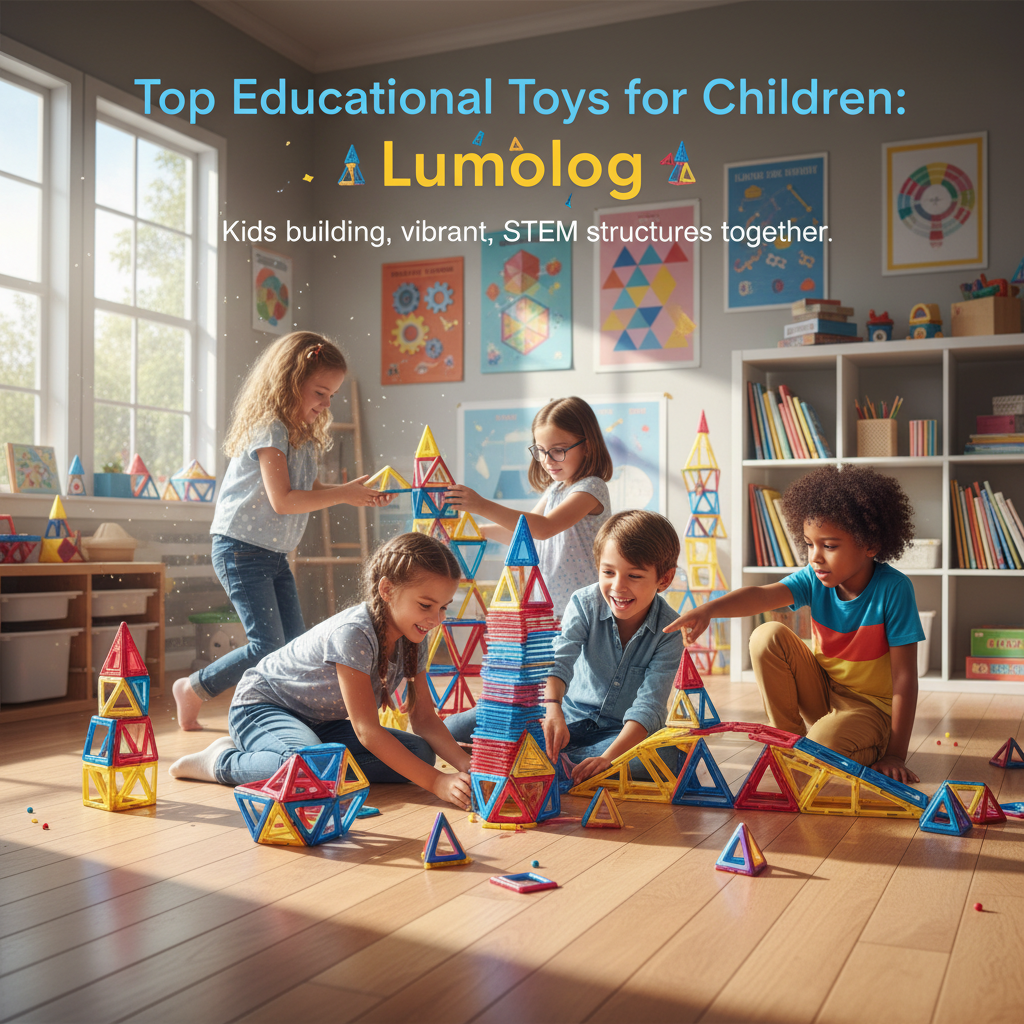 Top Educational Toys for Children: Lumolog—Kids building vibrant, glowing STEM structures together.